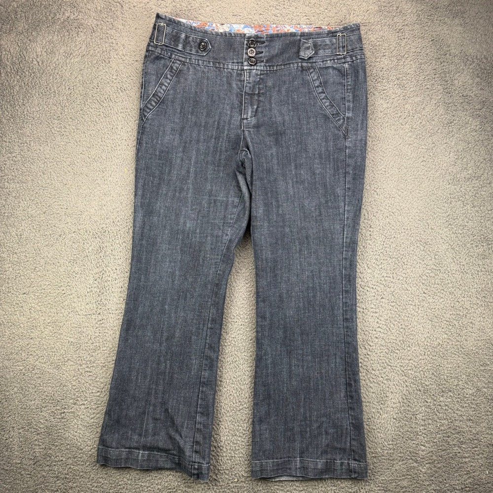 One 5 One Womens Dark Wash Flare Leg Denim Jeans Size 16 Y2K Boho‎ Indie 10836